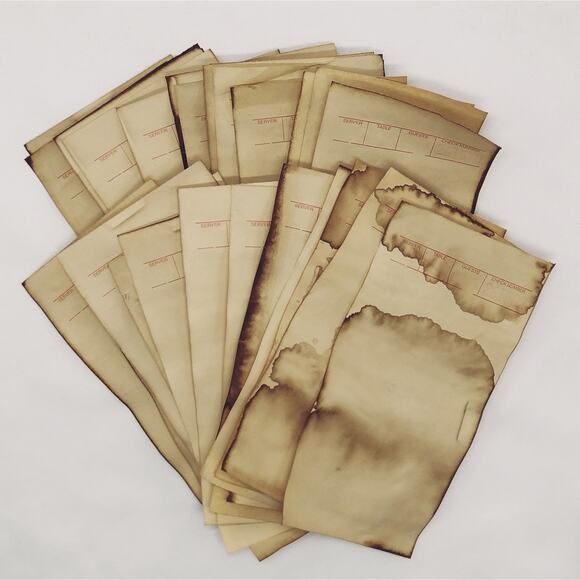 20 Coffee Dyed Guest Checks and Kitchen Tickets, Hand Dyed Paper - Picture 5 of 10